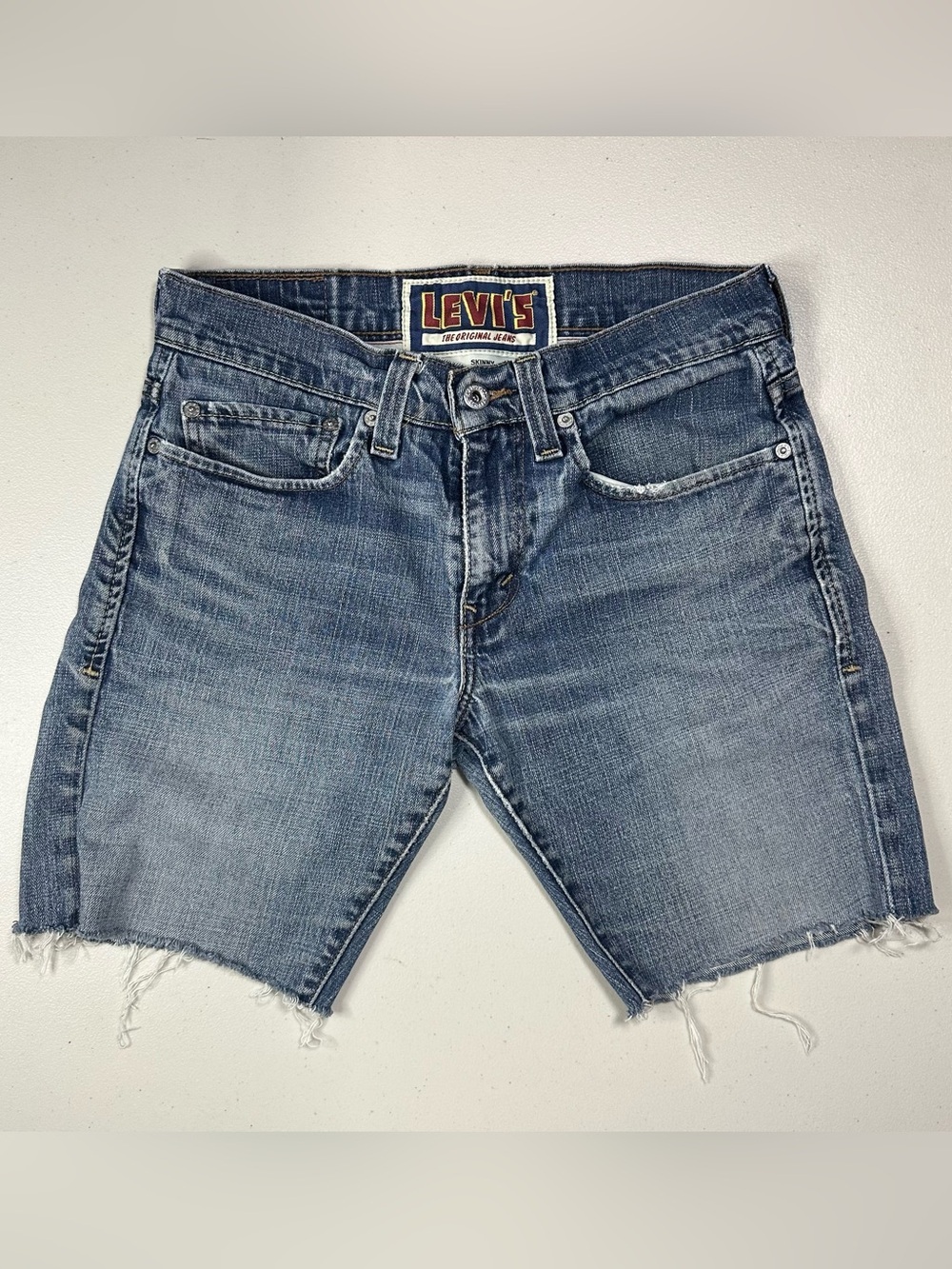 Levi’s 511 Skinny Cutoff Denim Shorts Men’s W31 Blue Distressed Raw Hem